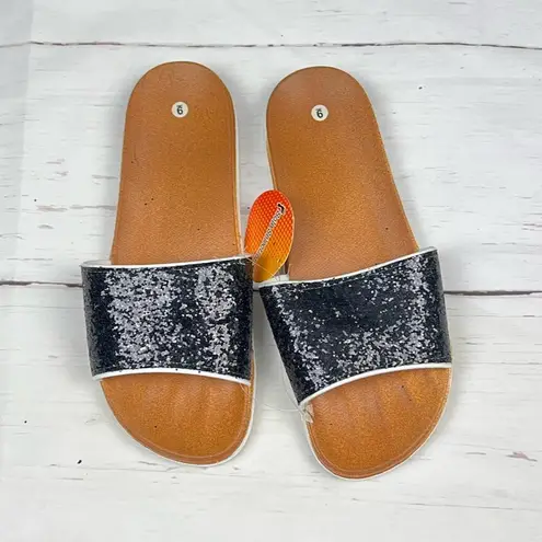 Sole Society Sole Selection Womens Golden Glitter Style Slide Sandals Sz 39