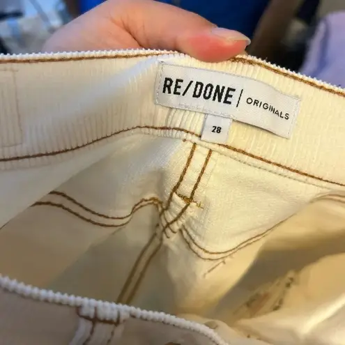 RE/DONE Winter White High Rise Ankle Stretch Corduroy Pants