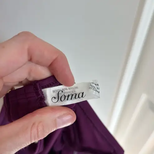 NWT Soma Swim Convertible Halter Bra Cup Sized Tankini Top in Henna Plum 34B Purple