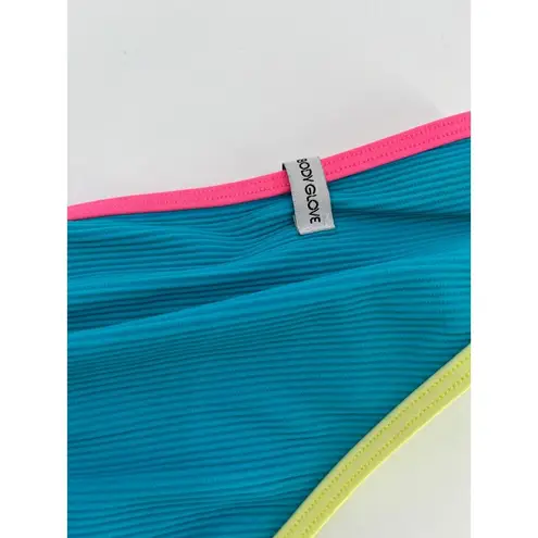 Body Glove  Sporty Bikini Bottom Sz S Blue Yellow Pink Colorblock Retro