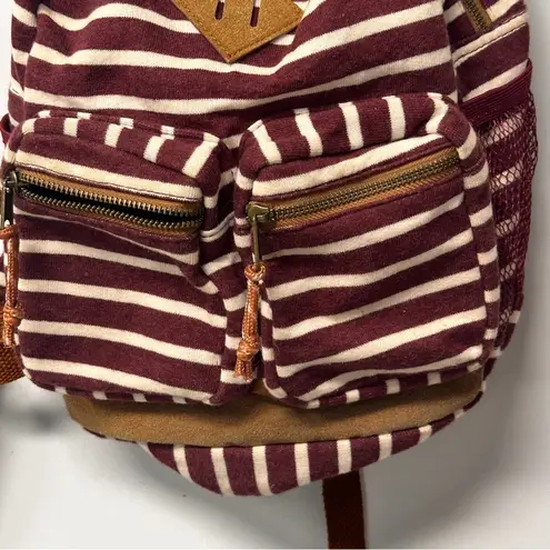 Madden Girl  maroon and white striped backpack medium cloth adjustable straps