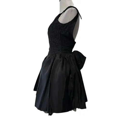 Jessica McClintock Gunne Sax  Size 3 Black Bow Back Dress Tulle Glitter Goth Prom