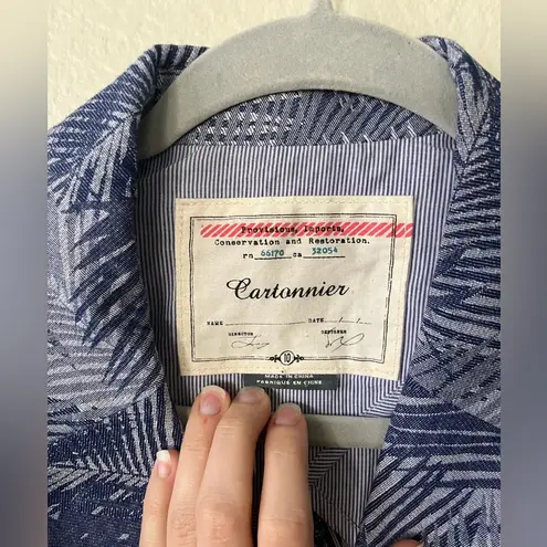 Anthropologie Cartonnier Navy Fern Brocade Smart Suit Jacket Womens Size 10 Blue