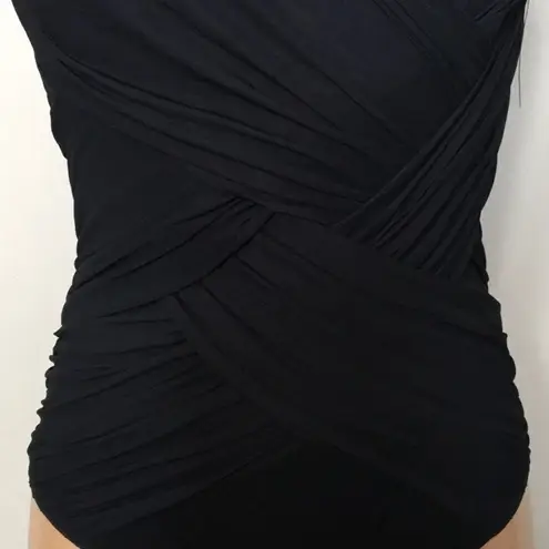 Gottex contour swimsuit with princess neckline. NWT Black Size 14