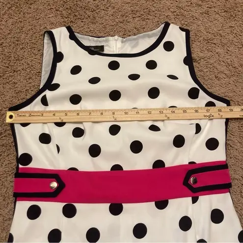 AGB Dress White and Black Polka Dot with Pink Womens Size 12