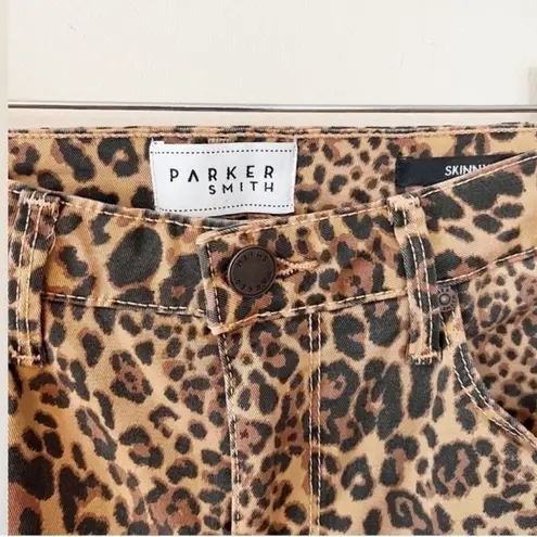 Parker Smith Brown Leopard Print Skinny Leg Jeans Designer Stretch Size 27