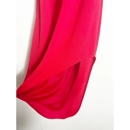 Katie May Bananas Midi Dress Size Small Cherry Red Asymmetric One Shoulder