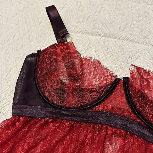 Seven Til Midnight Plus Red & Purple Lingerie Babydoll Cami Top Sz 1X/2X NWOT