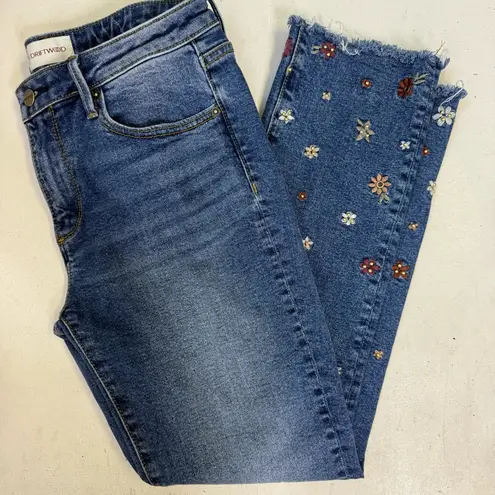 Driftwood Colette Floral Embroidered Straight Leg Ankle Jeans Women’s Size 4