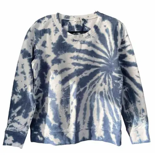 J.Crew 0207  White Blue Tie Dye Sweatshirt Size XS 100% Cotton