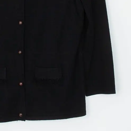 Peck & Peck Weekend Black Embellished Cutout Button Front Cardigan Sweater XL