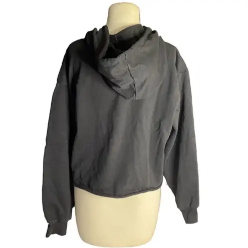 Naturecore Cottagecore Earthy Graphic Cropped Hoodie Black Cut & Paste XL