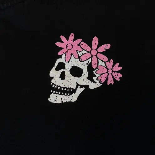 Messy Buns Lazy Days Skeleton Unicorn Crop Top Black size Large