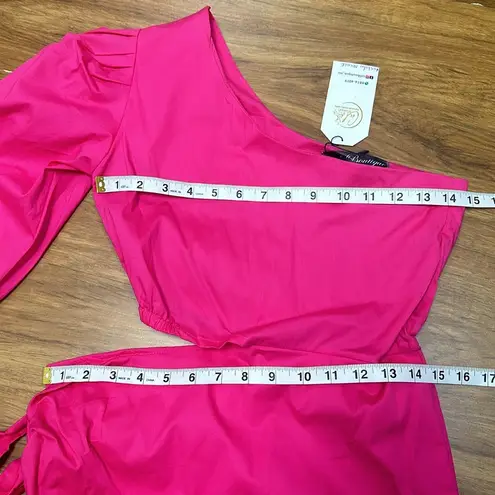 NWT Pink One Shoulder Cut Out Side Wraped Tie Long Sleeve Bodycon Sz One Size
