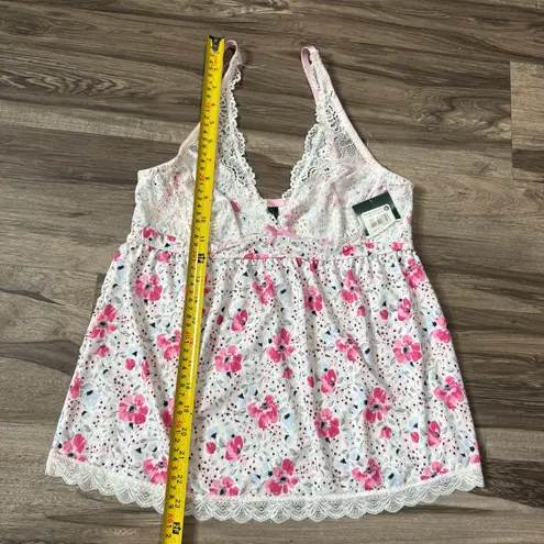 Laura Ashley Sz L Floral Pajama Tank Top Sleep Camisole Pink