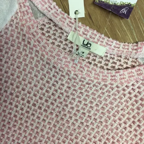 YA Los Angeles Womens Top Size M Pink Ivory Lightweight Sweater Cream NEW