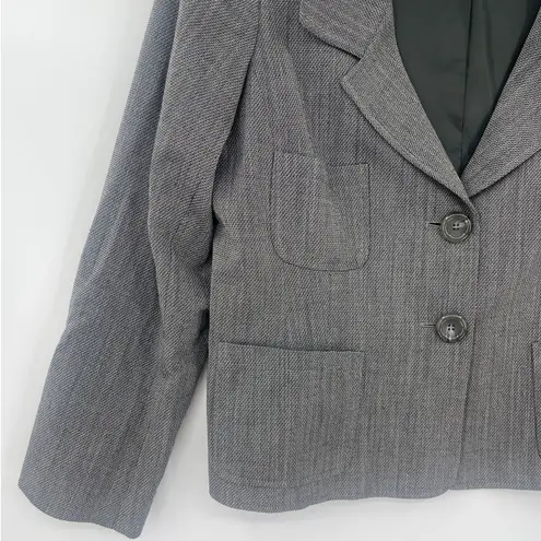 Lafayette 148 Virgin Wool Pin Check Womens Blazer Sz 16 Academia Preppy 2 Button Gray
