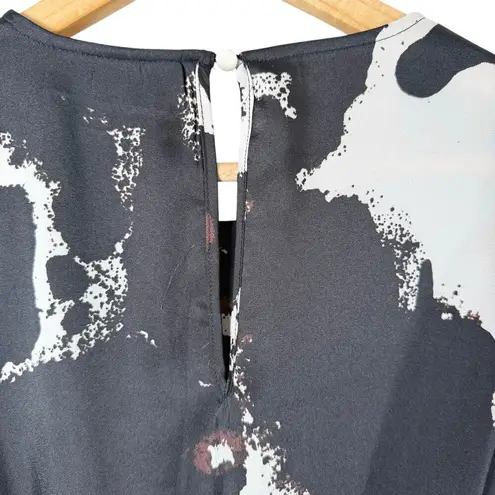 Alexis x Target Long Sleeve Rope Belt Tiered Mini Dress Black White Print, Sz M Size M