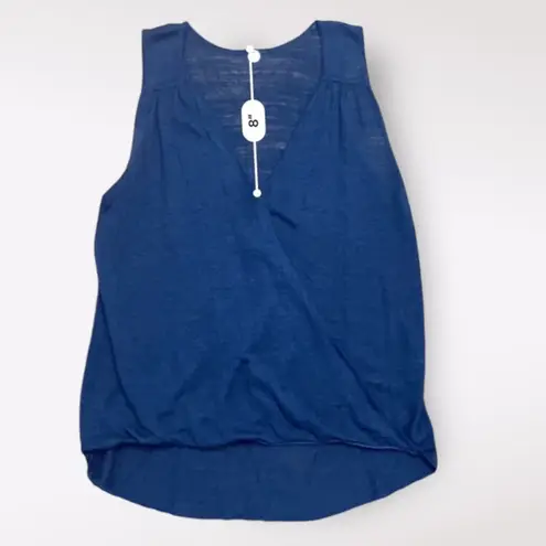 margaret o'leary Margaret O’Leary Linen Blend Crossover Tank Womens Size Medium Navy