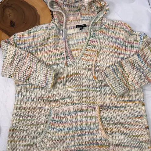 Tribal 3/4 Sleeve Hood Sweater Kangaroo Pocket Muted Clay multi color Size XL