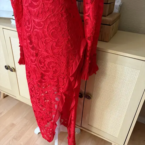 Alexis Fala Lace Midi Dress in Red Lace Holiday Midi Size Small NWT