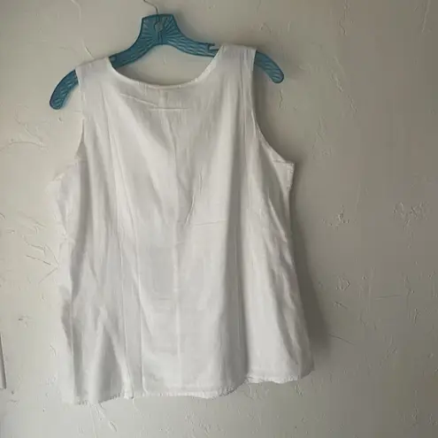 Laffaire Size Large White Cotton Cottage Peasant Boho Embroidered Top