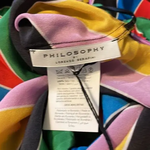 Philosophy di Lorenzo Serafini Long one shoulder dress multi colored Red Size 8