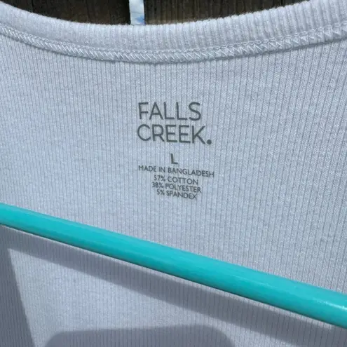 Falls Creek Womens White Ribbed Tank Top Sleeveless Casual Summer Basic Layering