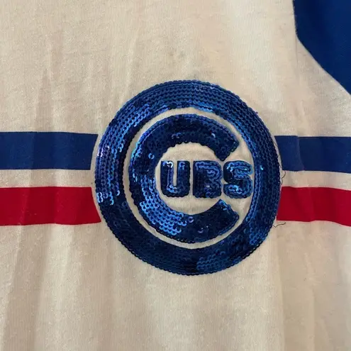 PINK by Victoria’s Secret Chicago Cubs 3/4 Sleeve Baseball Sequin Bling Shirt Blue Size M