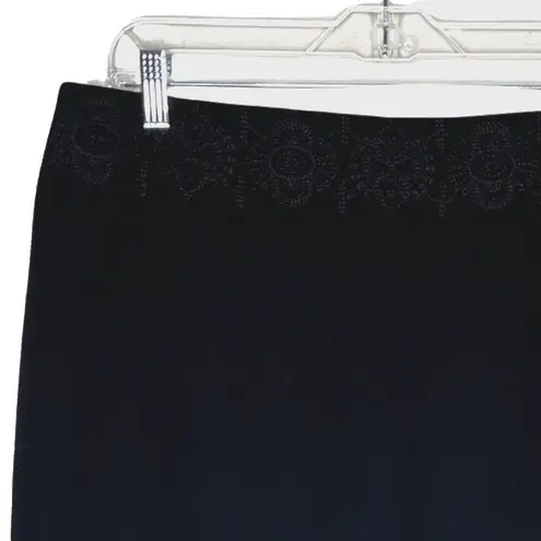 Josephine Chaus Skirt Women 16 Black Floral Embroidered Waist Neutral Minimalist