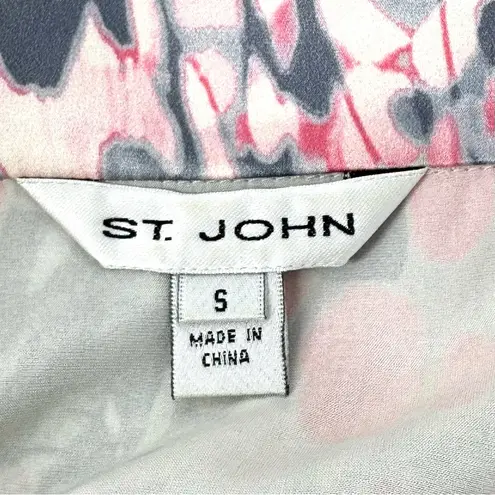 St. John Abstract Round Neck Silk Tank Top Pink and Grey Size Small