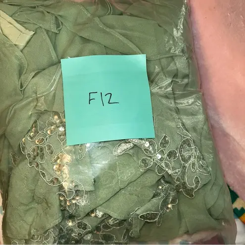 Light green Mother of the Bride long dress optional jacket appliqué sequins 8