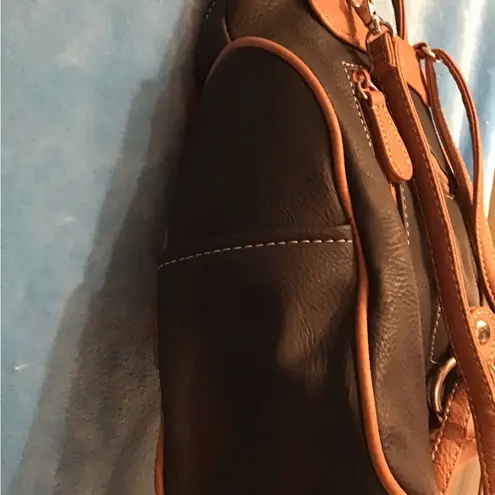 St. John ST JOHNS BACKPACK-PURSE MINI/ Black & BROWN TRIM WITH 10 POCKETS