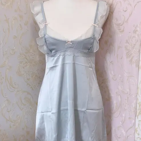 NWT Baby Blue Satin Lace Slip Dress - Size XS Coquette Fairycore Lingerie