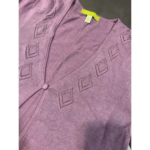 Sigrid Olsen Lavender Knit Cardigan with Diamond Pattern B-23 - Image 3