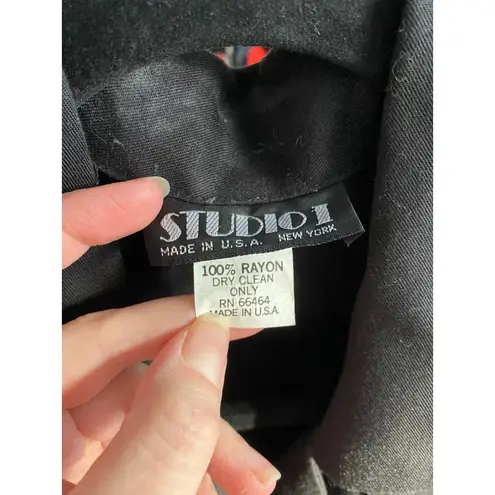 Vintage 1980s STUDIO 1 Black Button Midi Trench Dress Gothic Alt Artsy Whimsy Size L