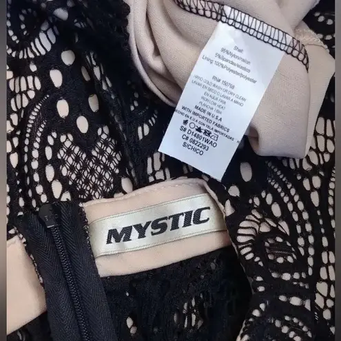 Mystic Black Lace Beige Lined High Neck Modcloth Cocktail Dress by Whimsigoth