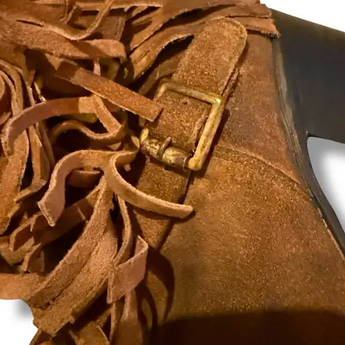 Freebird Booties Women's Size 8 Brown Suede Fringe Western Heeled Belle Style Brown