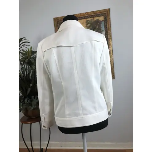 Lancy From 25 Womens Jacket Size SM Button Up Military Style Clueless Preppy White