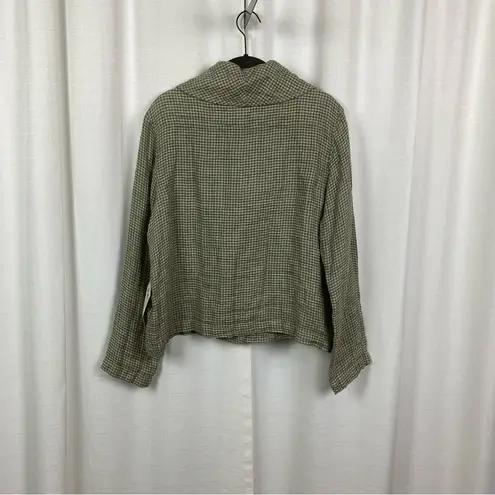 Flax Green Plaid Linen Button Front Shirt Jacket Sz.S NWT