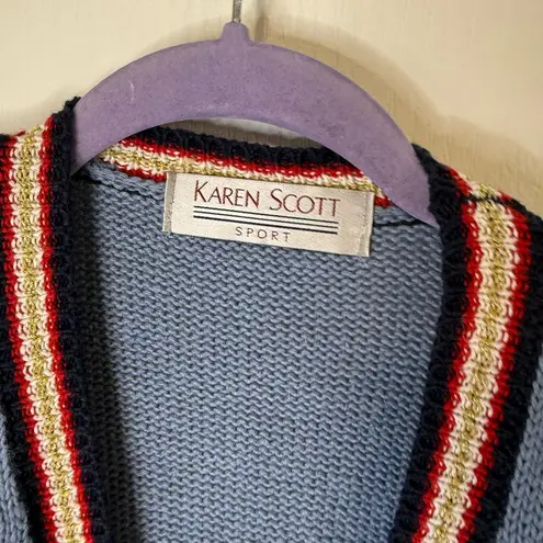 Karen Scott Vintage Sport Cardigan Nautical Themed