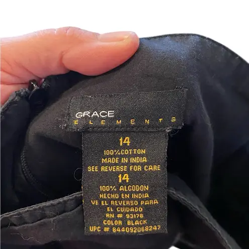 Grace Elements Black A-Line Cotton Midi Skirt Whimsigoth Fall Witchy Art Teacher