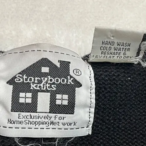 Vintage Storybook Knits Tiger Stripe Cardigan Sweater Women's Large Black FLAW