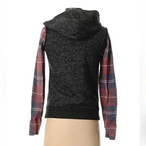 O'Neill O’Neill Women’s Plaid Hoodie Size XS Full Zip Gray Sherpa Lined Jacket - Image 2