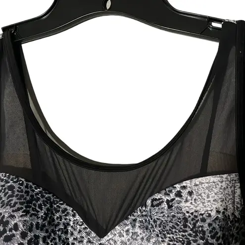 Shore Shapes leopard mesh neckline built in bra slimming nylon spandex blend 1pc Black Size 16