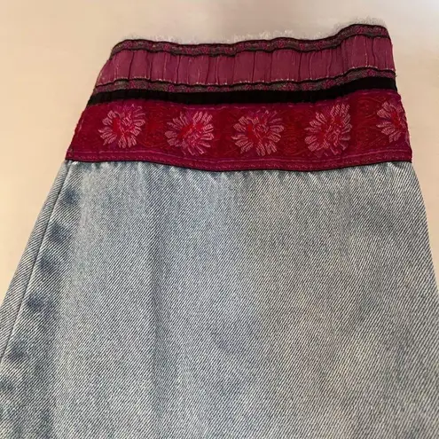 CROSSING POINTE Cropped Womens Jeans Sz 12MS Boho Ribbon Relax Gilmore Girls Y2k Blue
