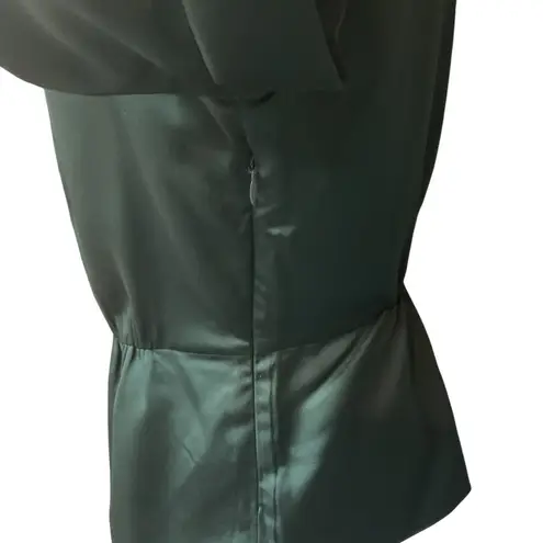 J.Crew Peplum Poplin Babydoll Button Up Blouse Satin Top Emerald Green Sz 2 NWT