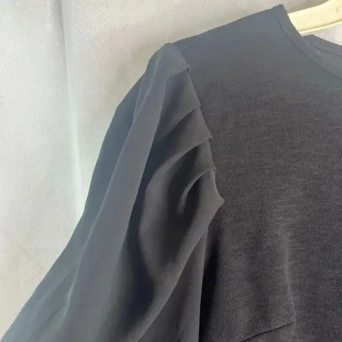 Lulu's Black Puff Sleeve Hi Low Dressy Sweater Blouse Size Small