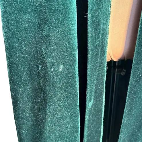 Vintage Emerald Velvet Robe Belted Satin Trim Wrap Tie Waist Lounge 1960s Glam Green Size undefined