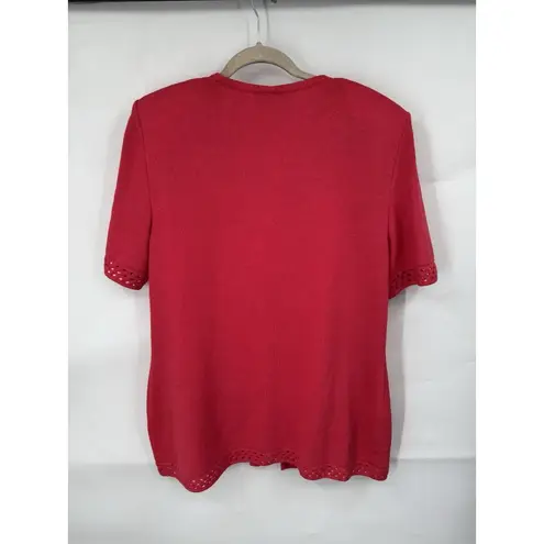 St. John Santana Knit 2 Piece Top Jacket Set Mature Minimalist Women M/12 Pink